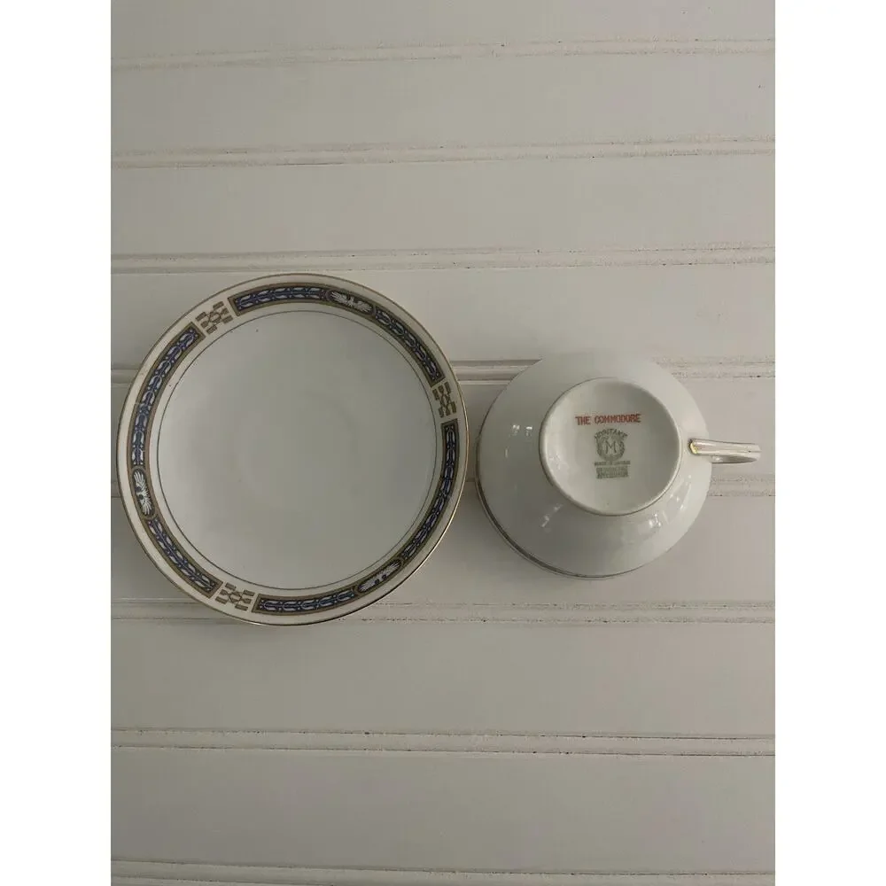 Noritake Vintage Flat Cup Saucer Porcelain Set The Commodore Coffee Tea Classic